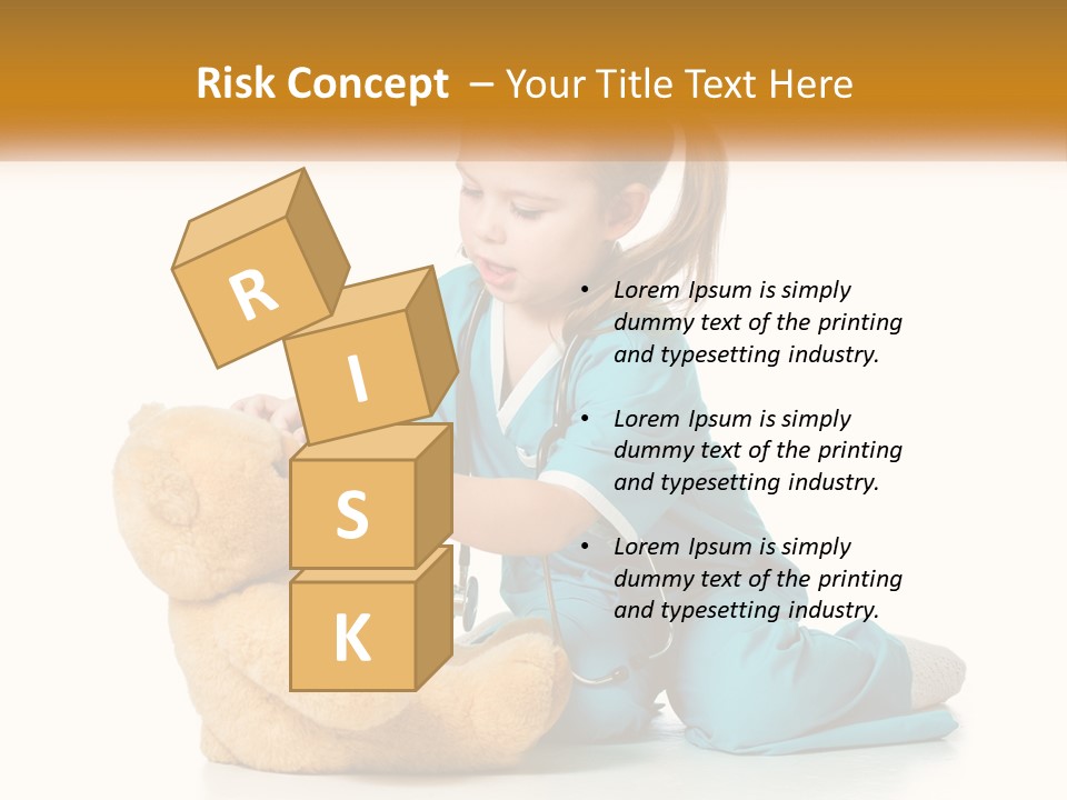 A Little Girl Is Playing With A Teddy Bear PowerPoint Template