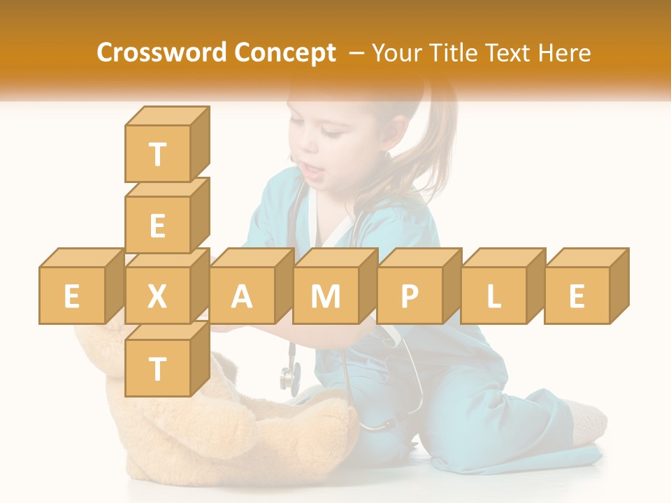 A Little Girl Is Playing With A Teddy Bear PowerPoint Template