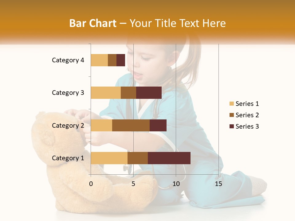 A Little Girl Is Playing With A Teddy Bear PowerPoint Template