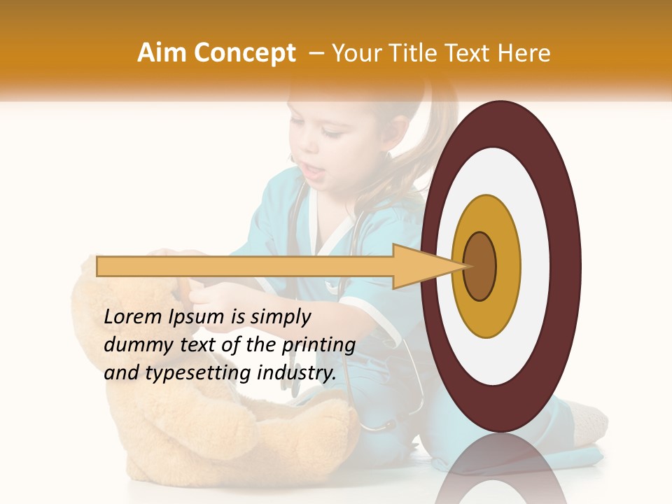 A Little Girl Is Playing With A Teddy Bear PowerPoint Template