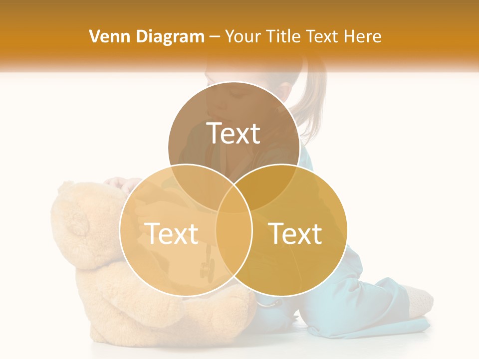 A Little Girl Is Playing With A Teddy Bear PowerPoint Template