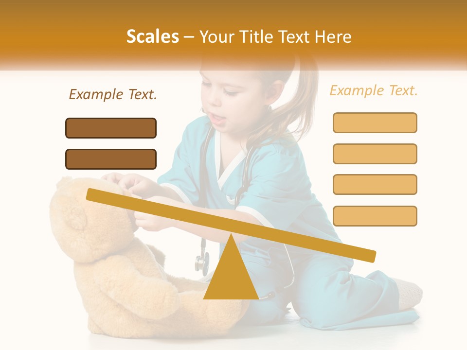 A Little Girl Is Playing With A Teddy Bear PowerPoint Template