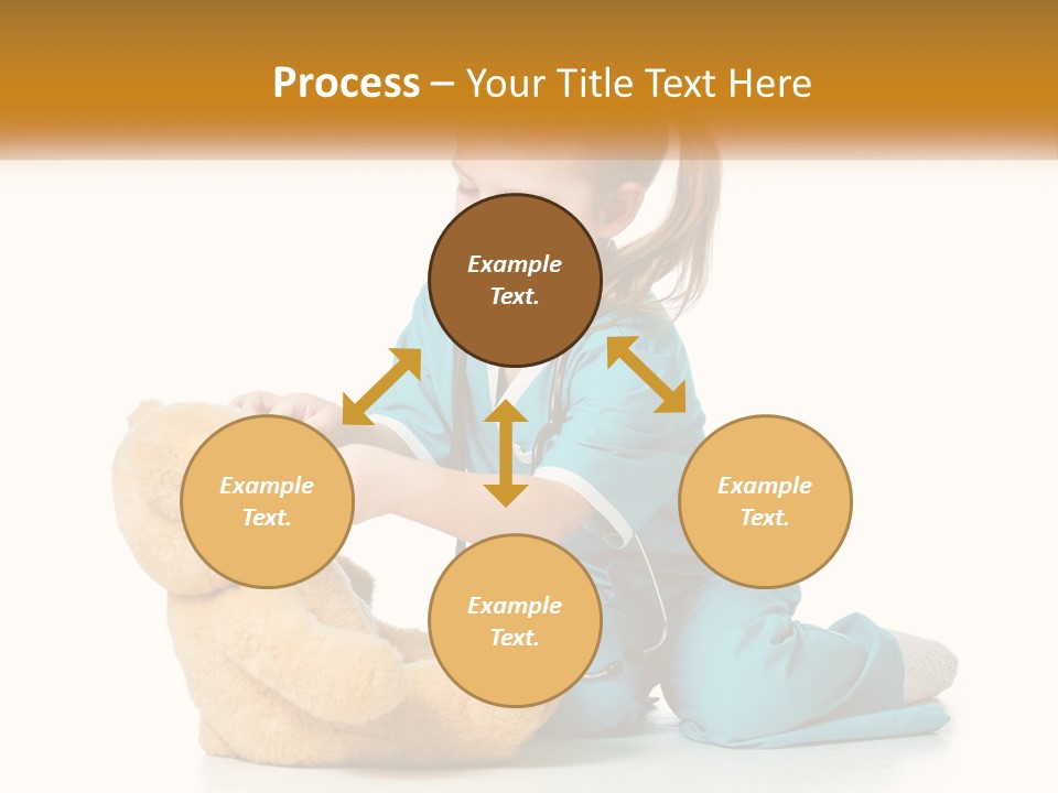 A Little Girl Is Playing With A Teddy Bear PowerPoint Template