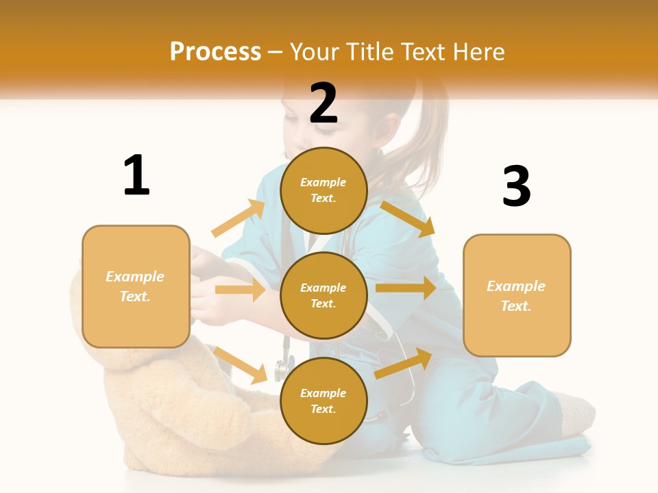 A Little Girl Is Playing With A Teddy Bear PowerPoint Template