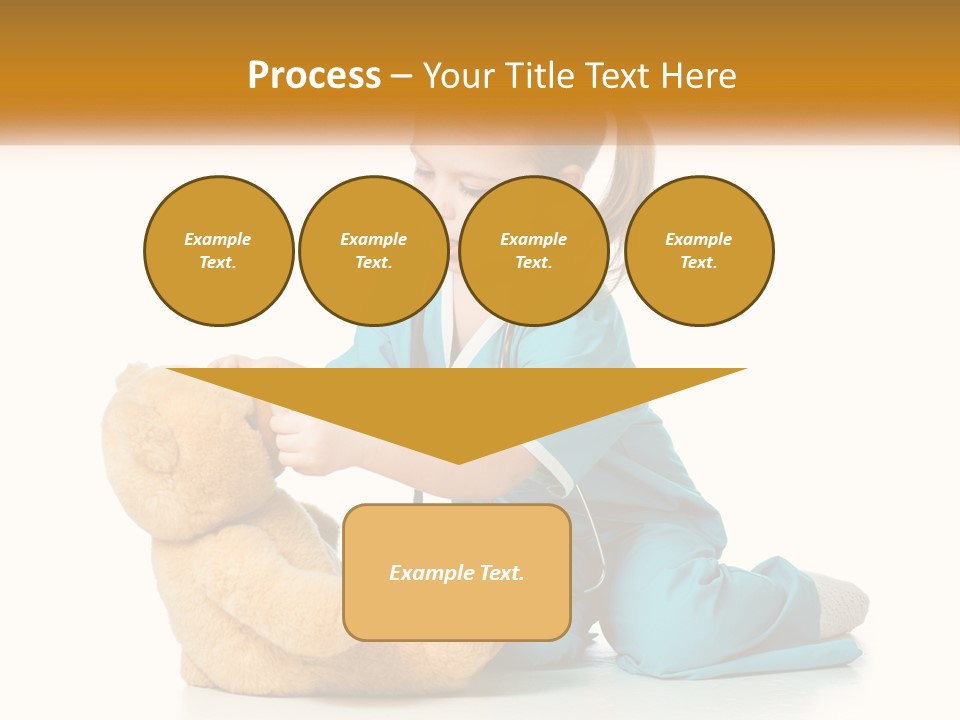A Little Girl Is Playing With A Teddy Bear PowerPoint Template