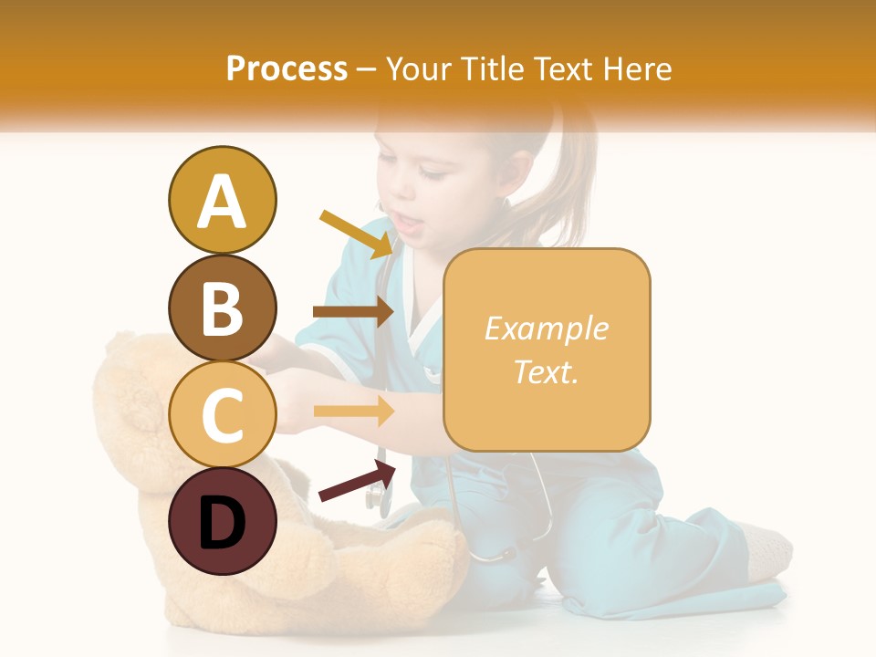 A Little Girl Is Playing With A Teddy Bear PowerPoint Template