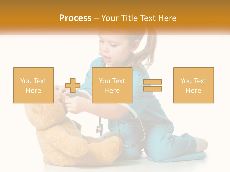 A Little Girl Is Playing With A Teddy Bear PowerPoint Template
