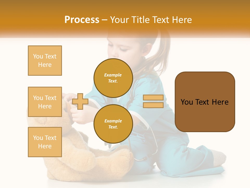 A Little Girl Is Playing With A Teddy Bear PowerPoint Template