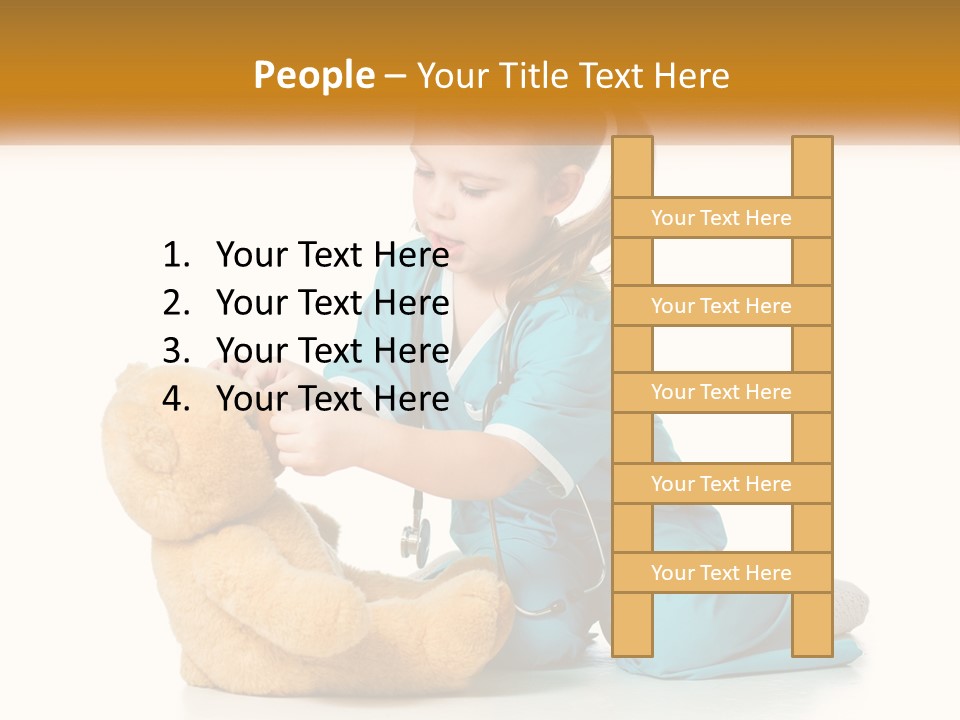 A Little Girl Is Playing With A Teddy Bear PowerPoint Template