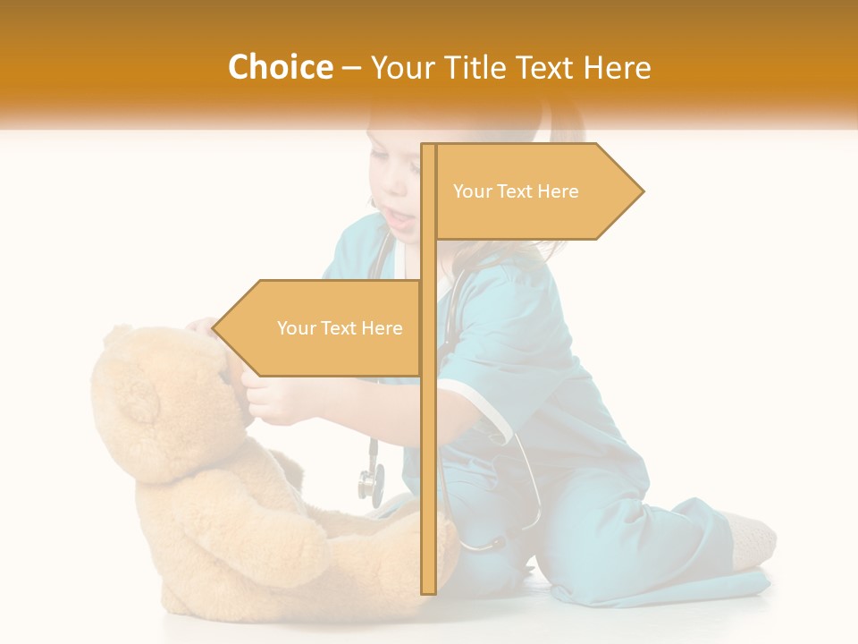 A Little Girl Is Playing With A Teddy Bear PowerPoint Template