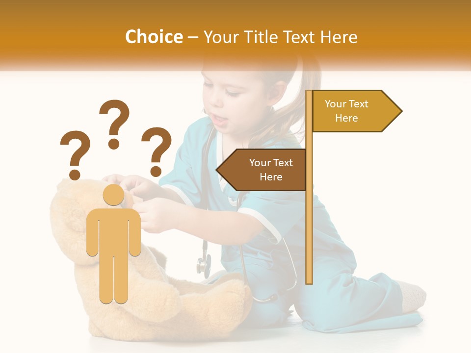A Little Girl Is Playing With A Teddy Bear PowerPoint Template