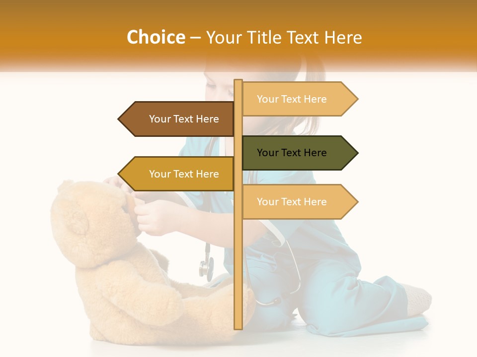 A Little Girl Is Playing With A Teddy Bear PowerPoint Template