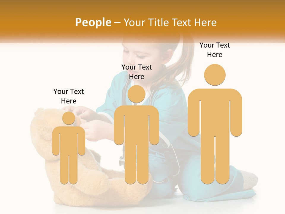 A Little Girl Is Playing With A Teddy Bear PowerPoint Template