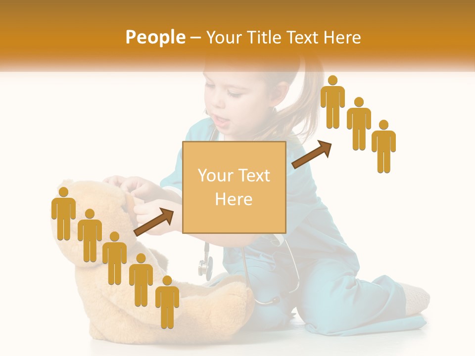 A Little Girl Is Playing With A Teddy Bear PowerPoint Template