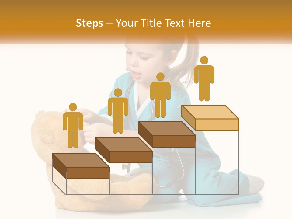 A Little Girl Is Playing With A Teddy Bear PowerPoint Template