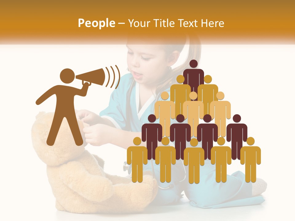 A Little Girl Is Playing With A Teddy Bear PowerPoint Template