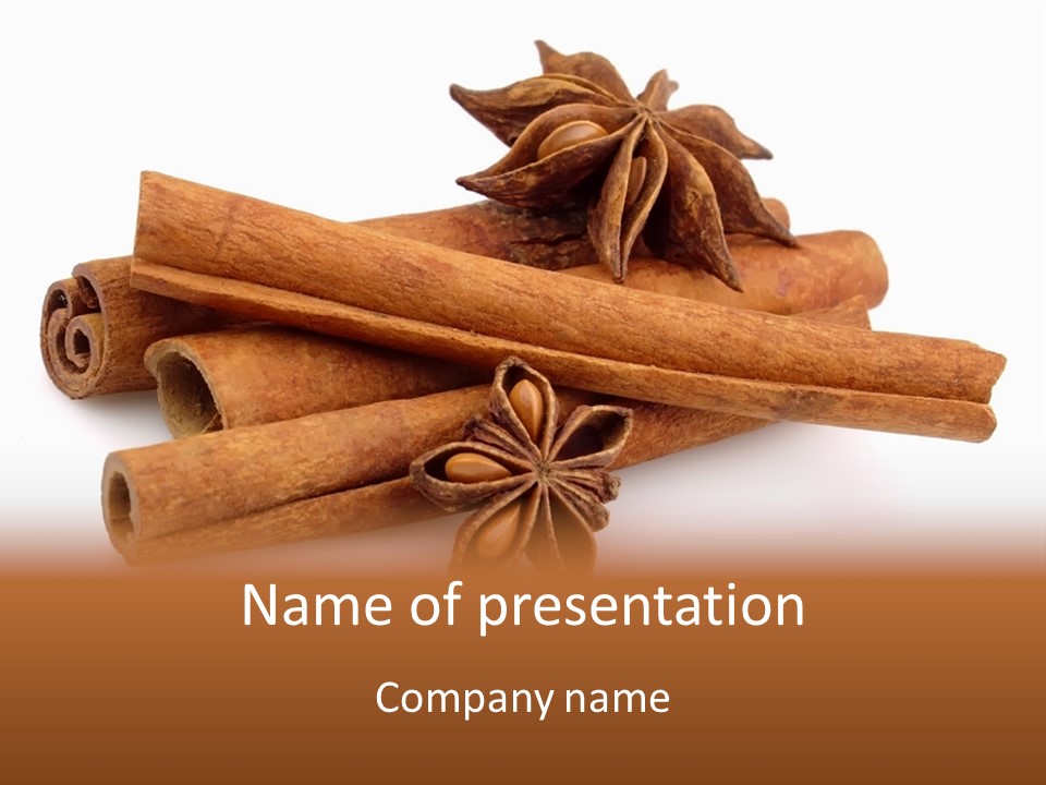 A Pile Of Cinnamons With A Star Anise On Top PowerPoint Template
