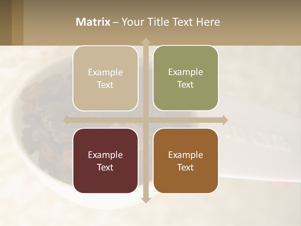A White Spoon Filled With Raisins On Top Of A Table PowerPoint Template