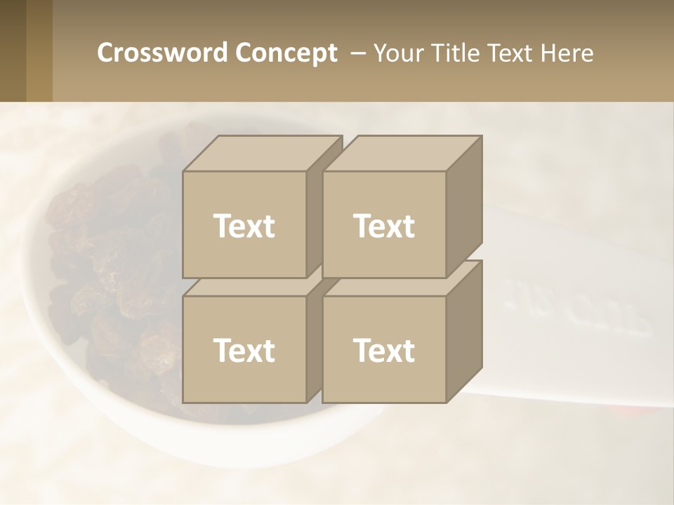 A White Spoon Filled With Raisins On Top Of A Table PowerPoint Template