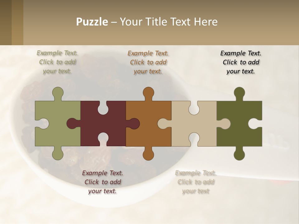 A White Spoon Filled With Raisins On Top Of A Table PowerPoint Template