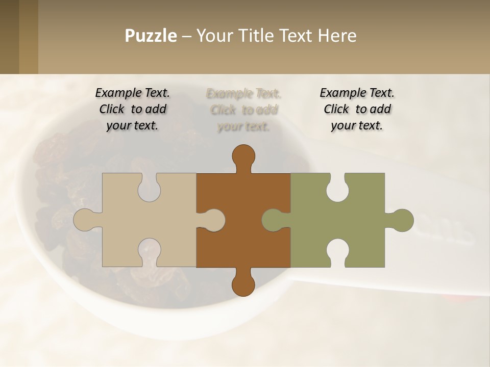 A White Spoon Filled With Raisins On Top Of A Table PowerPoint Template