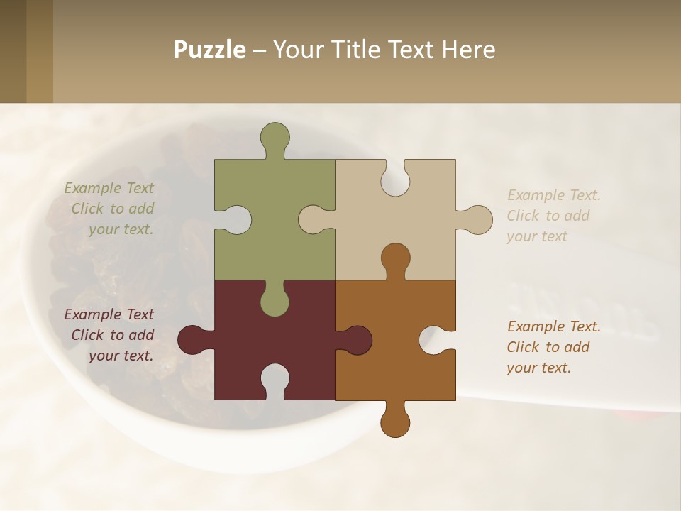 A White Spoon Filled With Raisins On Top Of A Table PowerPoint Template