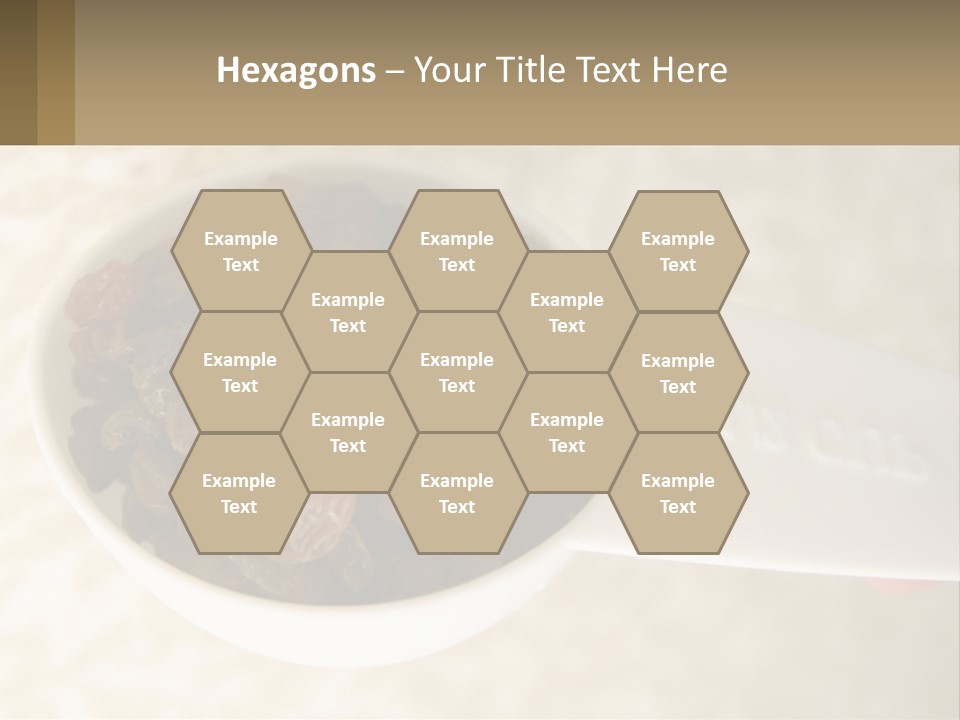A White Spoon Filled With Raisins On Top Of A Table PowerPoint Template