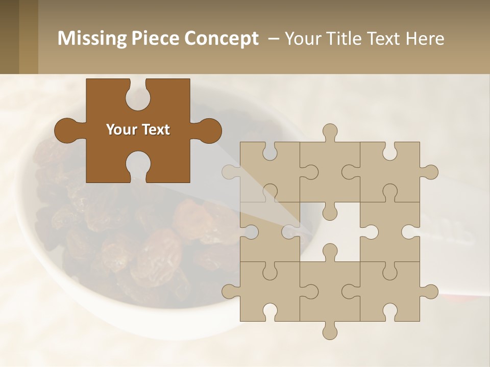 A White Spoon Filled With Raisins On Top Of A Table PowerPoint Template