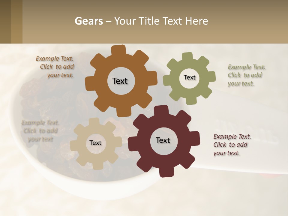 A White Spoon Filled With Raisins On Top Of A Table PowerPoint Template