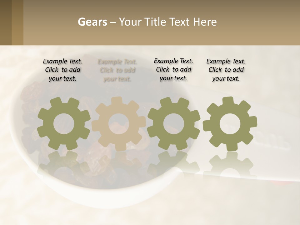 A White Spoon Filled With Raisins On Top Of A Table PowerPoint Template