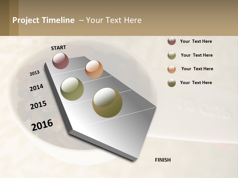 A White Spoon Filled With Raisins On Top Of A Table PowerPoint Template