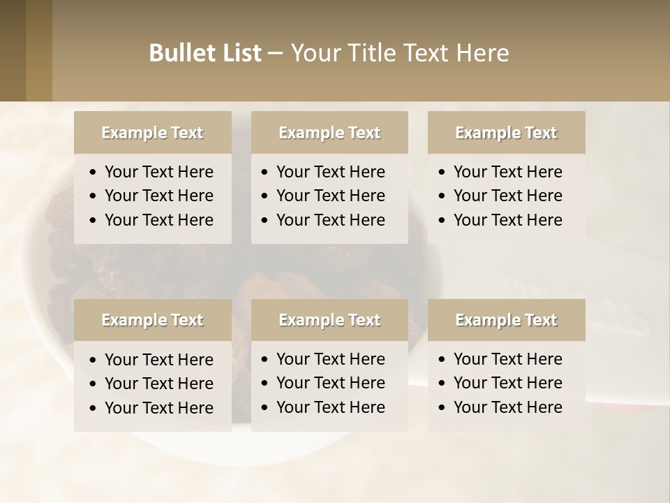 A White Spoon Filled With Raisins On Top Of A Table PowerPoint Template