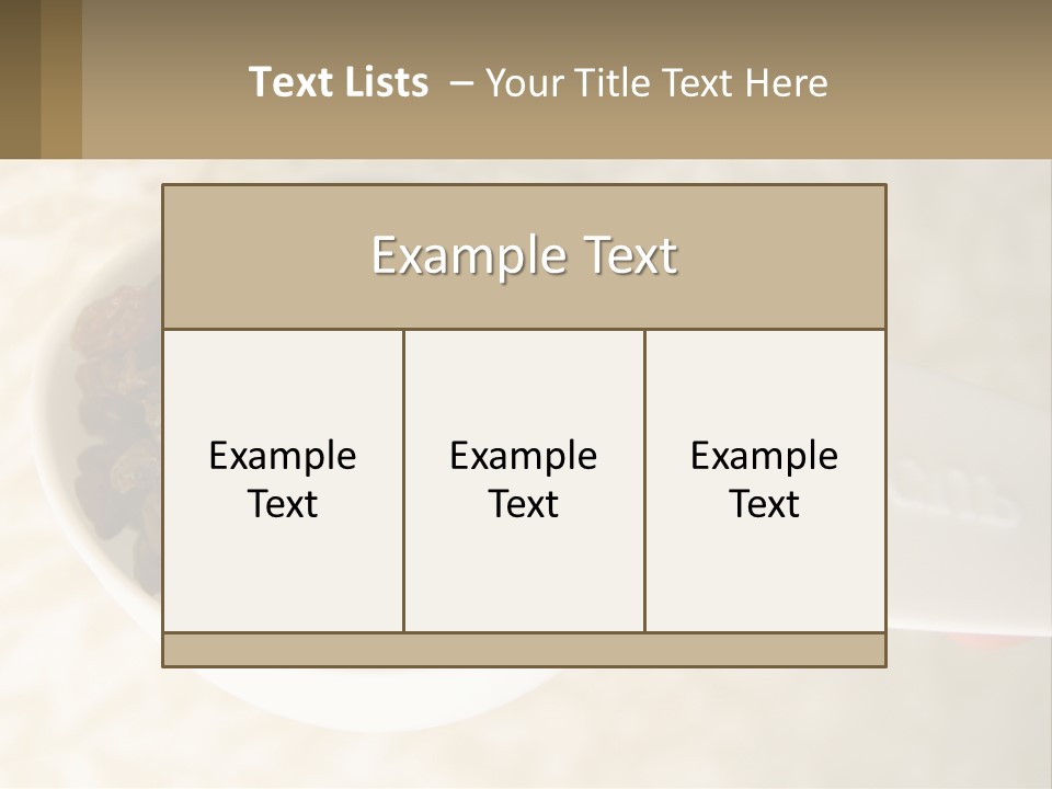 A White Spoon Filled With Raisins On Top Of A Table PowerPoint Template