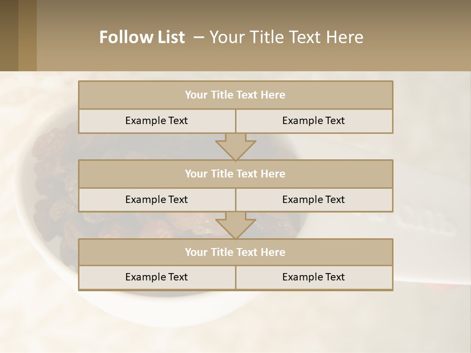A White Spoon Filled With Raisins On Top Of A Table PowerPoint Template