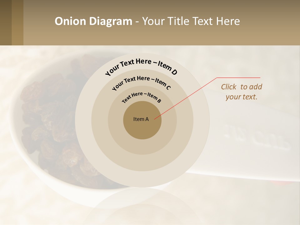 A White Spoon Filled With Raisins On Top Of A Table PowerPoint Template