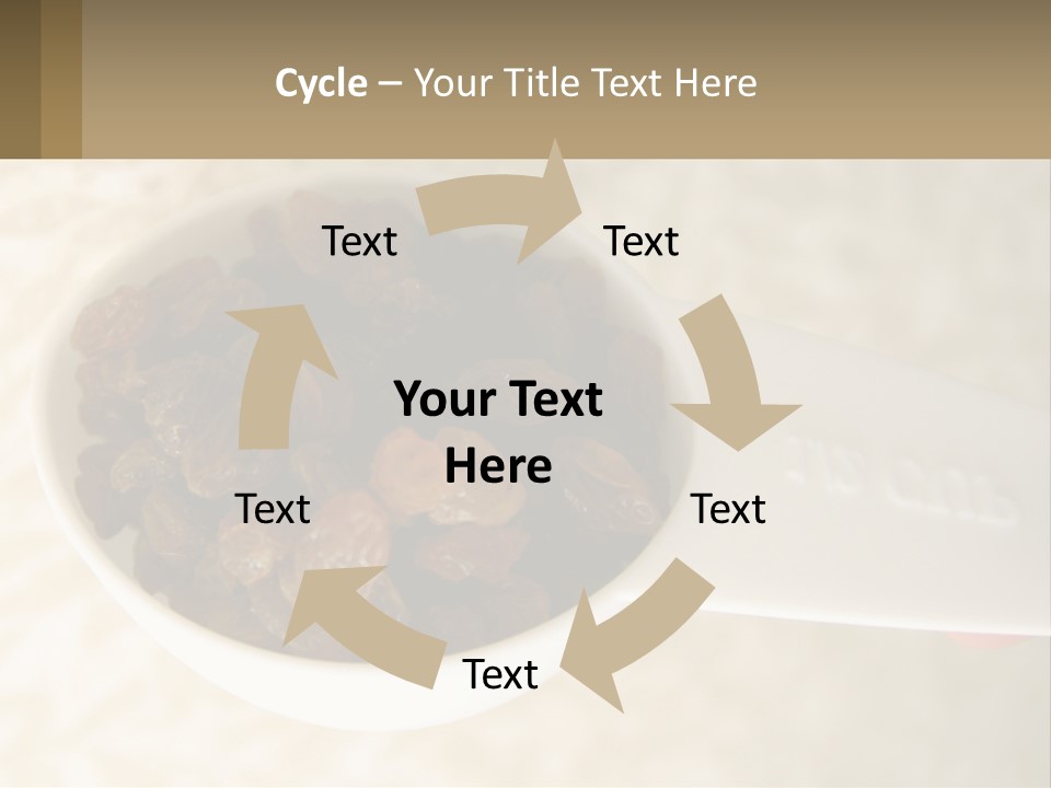 A White Spoon Filled With Raisins On Top Of A Table PowerPoint Template