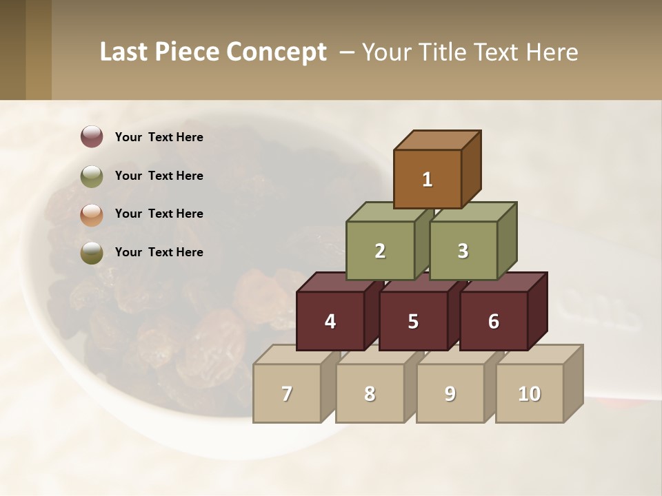 A White Spoon Filled With Raisins On Top Of A Table PowerPoint Template