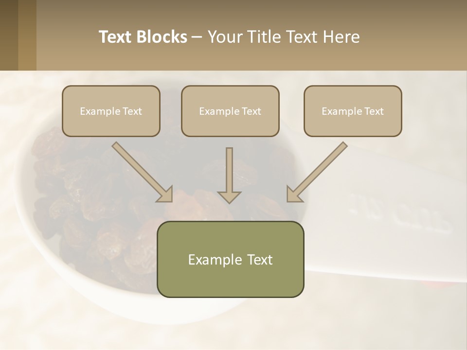 A White Spoon Filled With Raisins On Top Of A Table PowerPoint Template