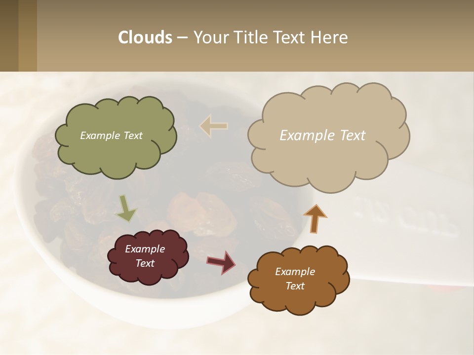 A White Spoon Filled With Raisins On Top Of A Table PowerPoint Template