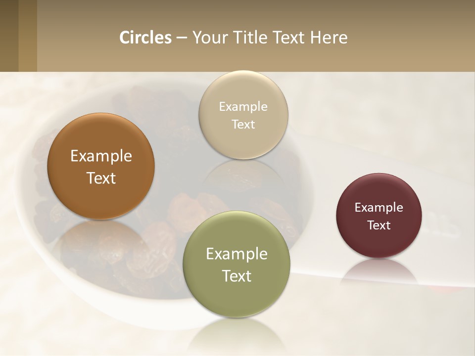 A White Spoon Filled With Raisins On Top Of A Table PowerPoint Template