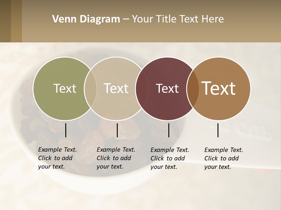 A White Spoon Filled With Raisins On Top Of A Table PowerPoint Template