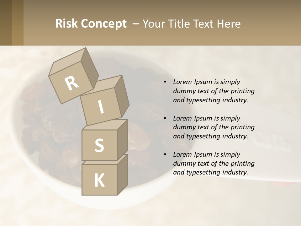 A White Spoon Filled With Raisins On Top Of A Table PowerPoint Template