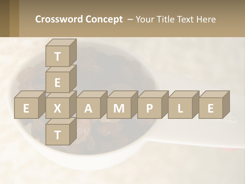 A White Spoon Filled With Raisins On Top Of A Table PowerPoint Template