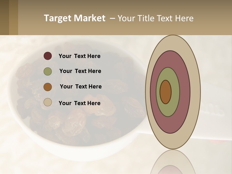 A White Spoon Filled With Raisins On Top Of A Table PowerPoint Template