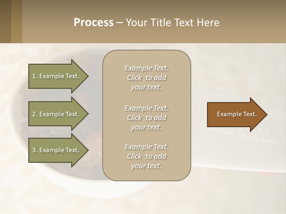 A White Spoon Filled With Raisins On Top Of A Table PowerPoint Template