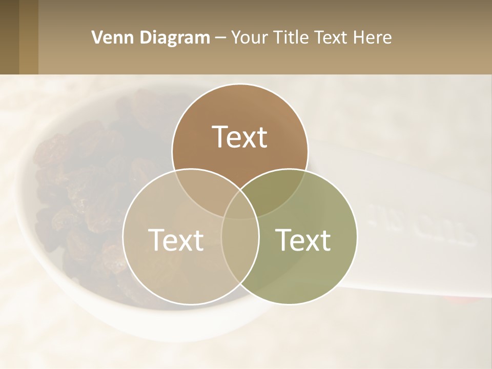 A White Spoon Filled With Raisins On Top Of A Table PowerPoint Template