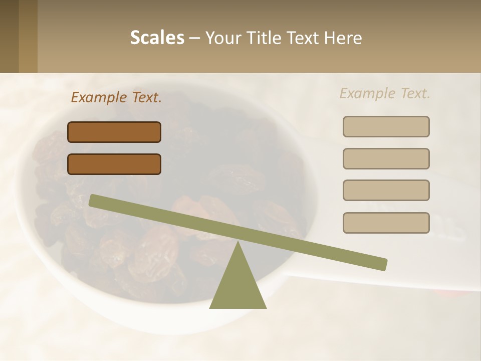 A White Spoon Filled With Raisins On Top Of A Table PowerPoint Template