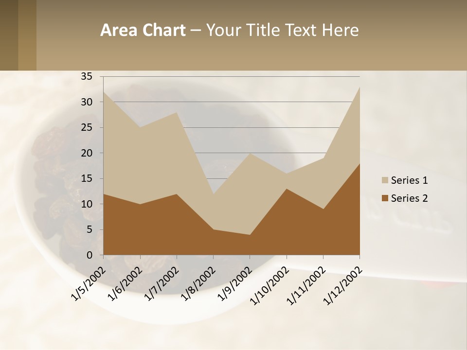 A White Spoon Filled With Raisins On Top Of A Table PowerPoint Template