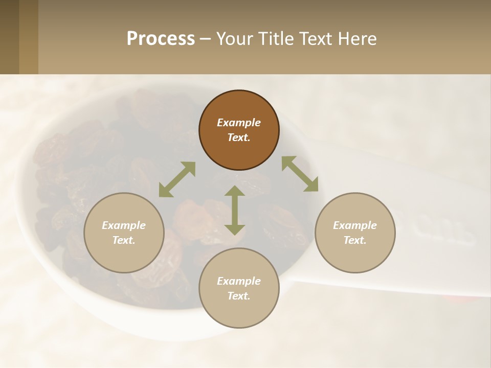 A White Spoon Filled With Raisins On Top Of A Table PowerPoint Template
