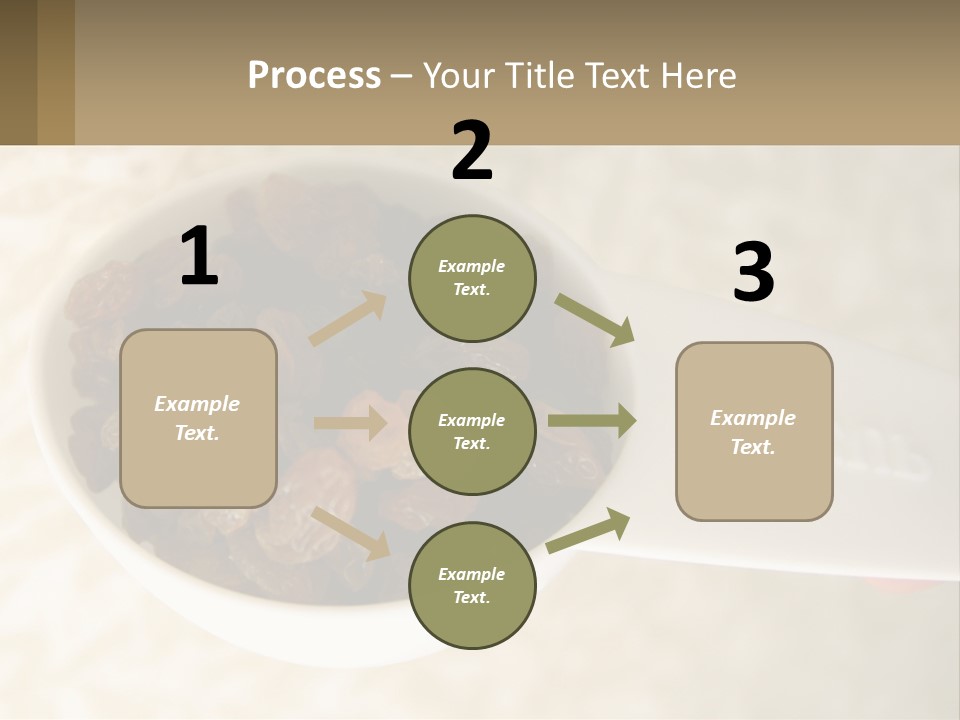 A White Spoon Filled With Raisins On Top Of A Table PowerPoint Template